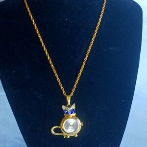 Gitano 15 inch Gold plated chain with cat watch pendant.